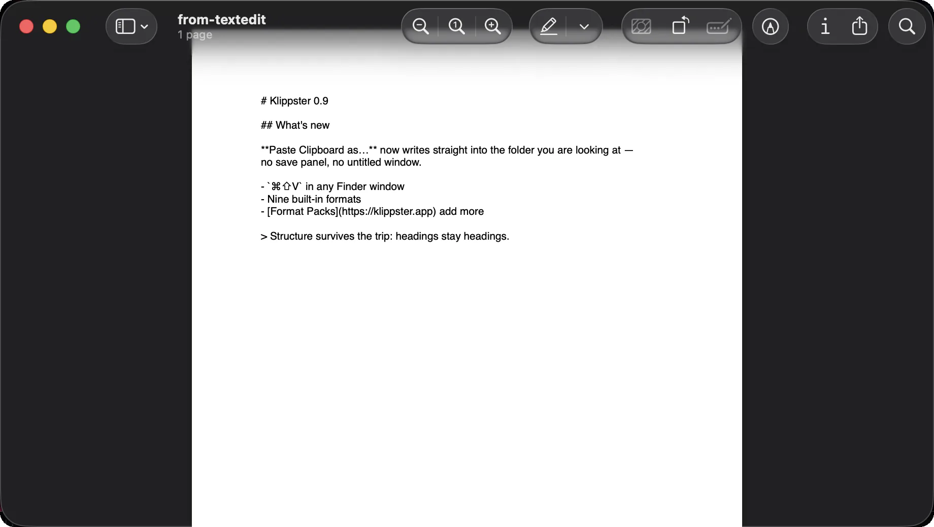 A PDF in Preview containing exactly those raw characters — the hashes and asterisks are printed into it.